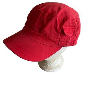 Red Canvas Cadet Hat Cap Mini Pocket Adjustable